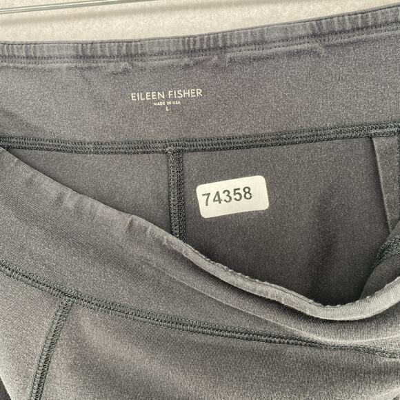 EILEEN FISHER Pants L Organic Cotton Stretch Jersey Cropped Straight Gray USA - Picture 13 of 13